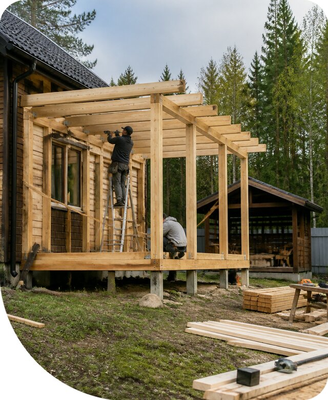 Строительство пристроек и построек на участке в Устях-Куте