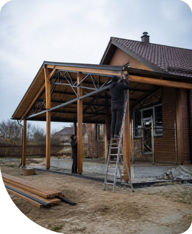 Пристройка навеса к дому и участку в Устях-Куте под ключ